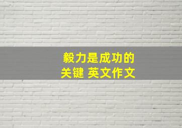 毅力是成功的关键 英文作文